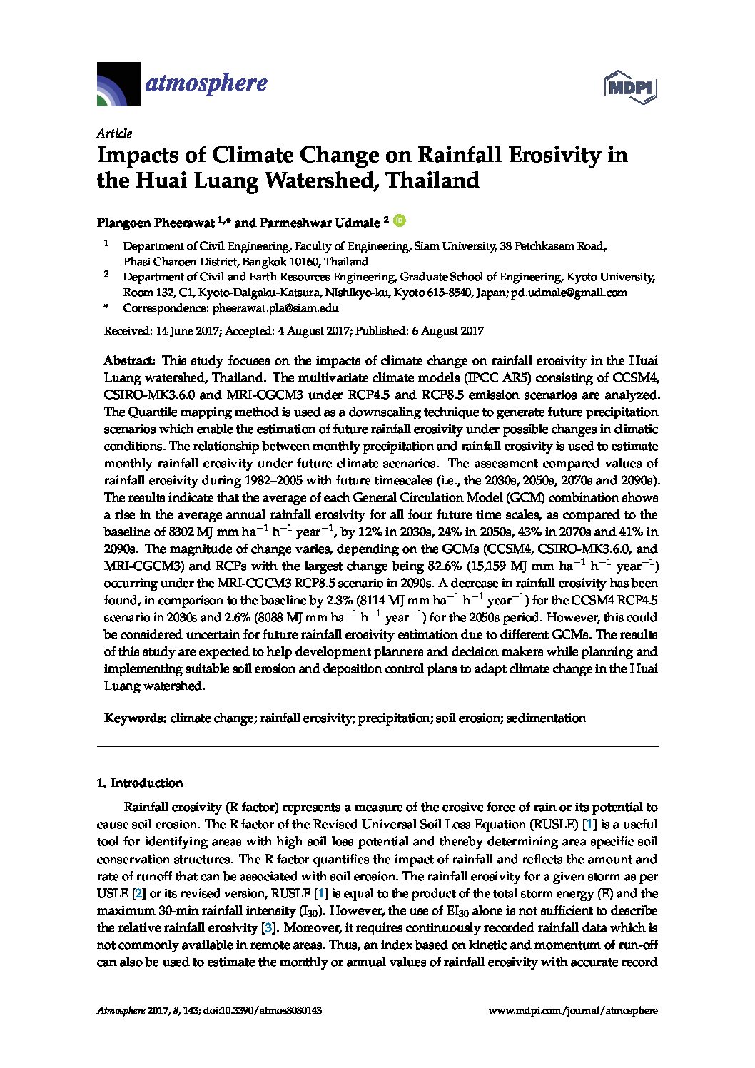 Civil Engineering-2017-Articles-Impacts of Climate Change on Rainfall Erosivity Civil Engineering-2017-Articles-Impacts of Climate Change on Rainfall Erosivity
